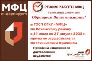 Временное изменение режима работы ТОСП по Кологривскому округу и ТОСП по Вохомскому району